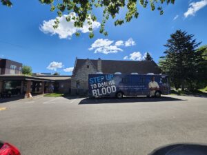 Mobile Blood Drive Center Parked in the Union Church Parking Lot as part of a blood drive